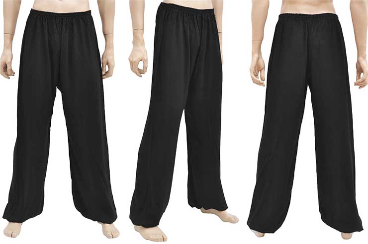 Pantalón de Kung Fu, Tai Chi, Viscosa + Algodón, Gris