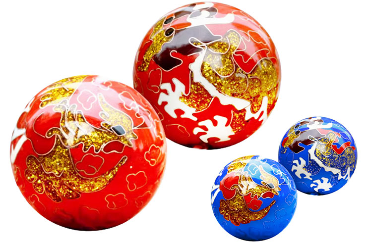 Paire de Boules Qi Gong, Musicales - Shanghe Tu, Dragon & Phoénix