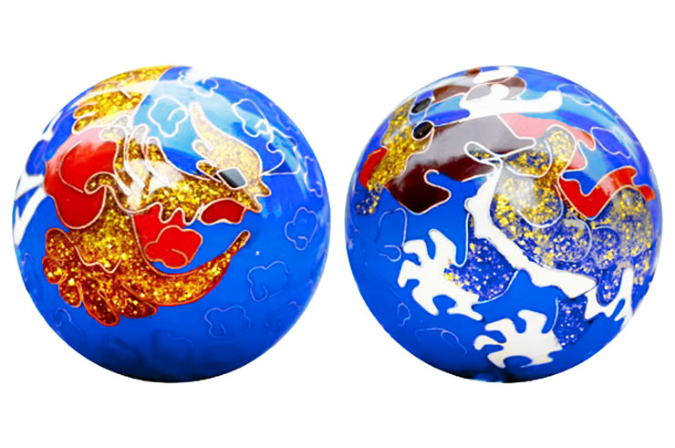 Paire de Boules Qi Gong, Musicales - Shanghe Tu, Dragon & Phoénix