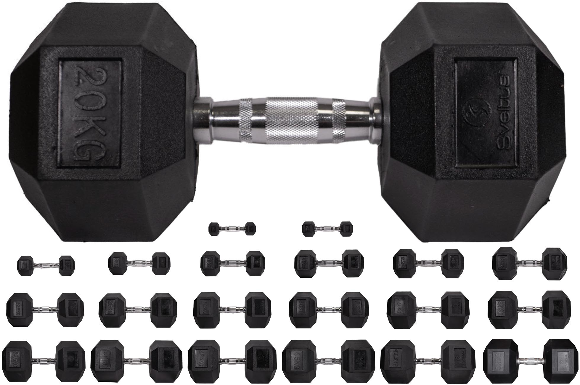 HALTERE HEXAGONALE SVELTUS 4 KG pour les clubs et collectivités