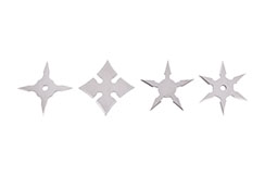 Étoiles Ninja Shuriken, Acier Inoxydable, Petit modèle - Lot de 4