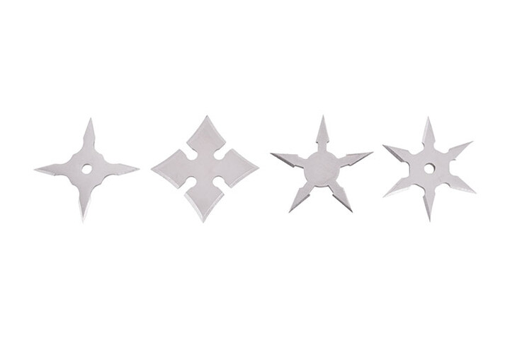 Pequenas Estrelas Ninja Shuriken, Aço Inoxidável - Conjunto de 4