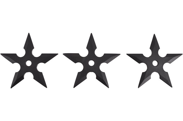Estrelas Ninja Shuriken, Borracha Preto (5 Dicas) - lote de 3