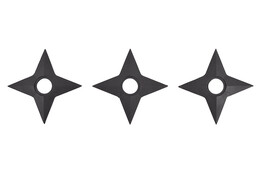 Estrelas Ninja Shuriken, Borracha Preto (4 Dicas) - lote de 3