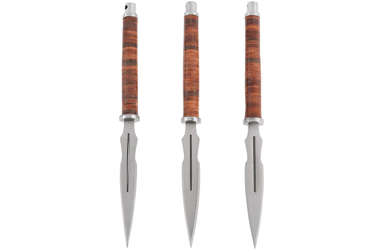 Couteaux de lancer Acier Inox, cuir PU - Lot de 3 (16 cm)