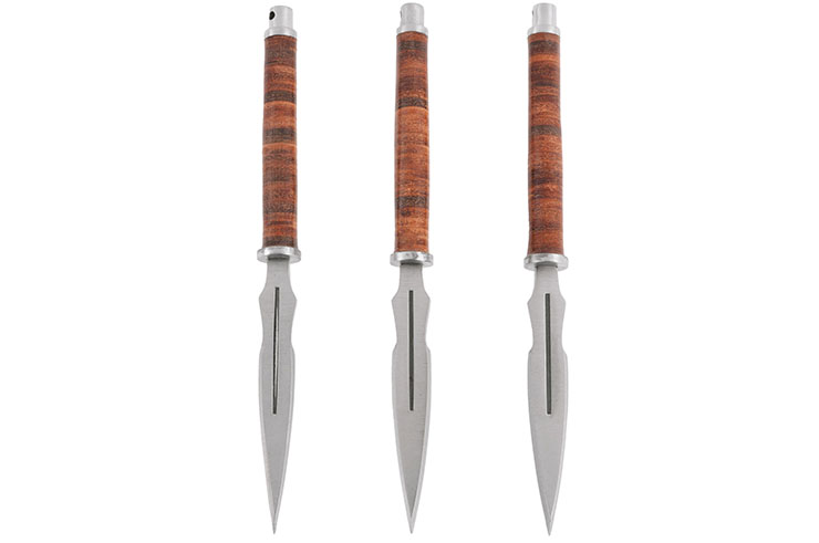 Throwing Knives, Stacked Leather grip - Set of 3 (16 cm)