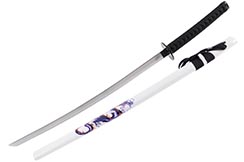 Katana Iaito with Dragon, White with black handle