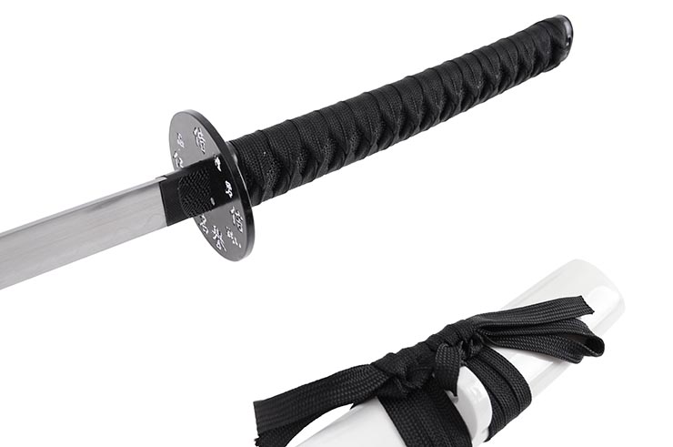 Katana Iaito with Dragon, White with black handle