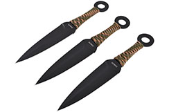 Kunai, Stainless Steel & Camo Sleeve - Set of 3 (16 cm)