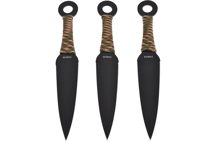 Kunai, Stainless Steel & Camo Sleeve - Set of 3 (16 cm)