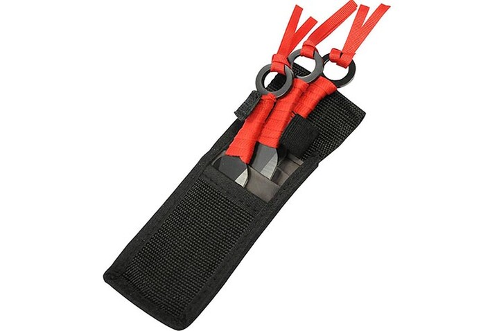 Kunai Fei Biao em aço, punho trançado - Lote de 3 (16 cm)