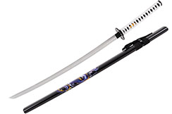 Katana Iaito with Dragon, Black & White handle