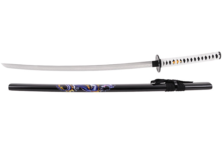 Katana Iaito with Dragon, Black & White handle