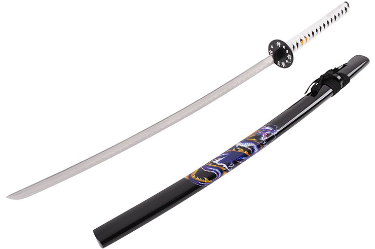 Katana Iaito with Dragon, Black & White handle