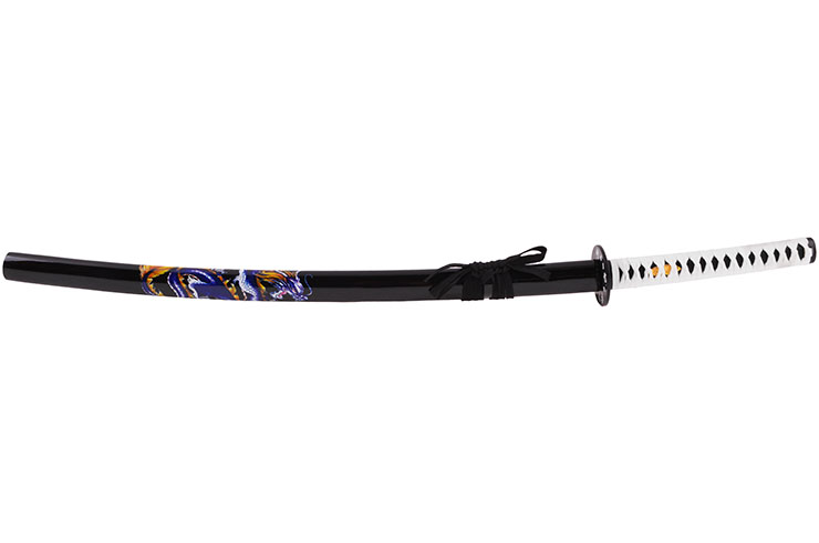 Katana Iaito with Dragon, Black & White handle