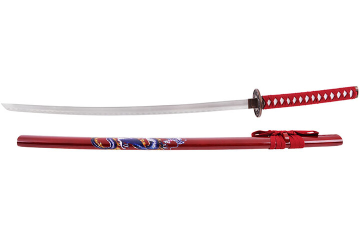 Katana Iaïto Dragão, Vermelho e Vermelho entrançado