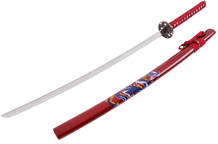 Katana Iaïto Dragon, Rouge & Tressage rouge