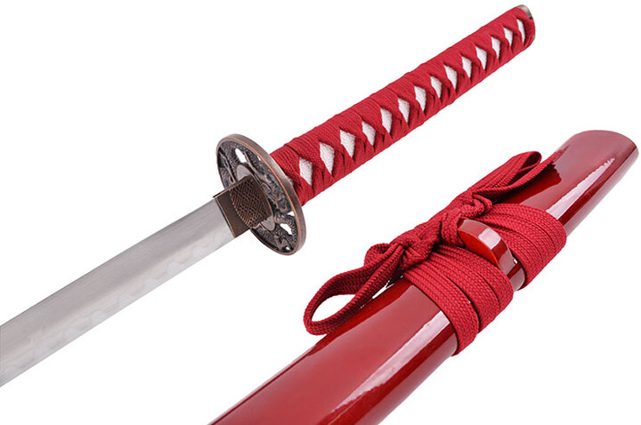 Katana Iaïto Dragão, Vermelho e Vermelho entrançado
