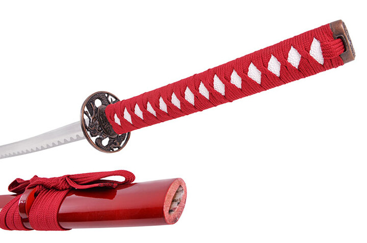 Katana Iaïto Dragão, Vermelho e Vermelho entrançado
