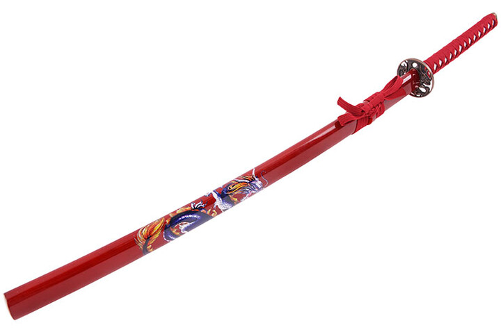 Katana Iaïto Dragão, Vermelho e Vermelho entrançado