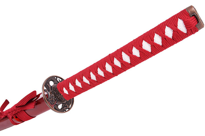 Katana Iaïto Dragão, Vermelho e Vermelho entrançado