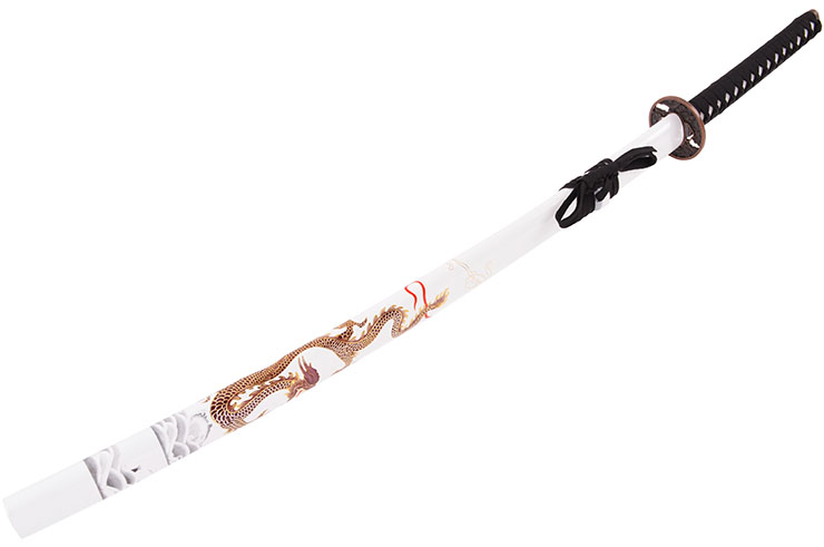 Katana Iaito Dragon Gold, White with Black Handle