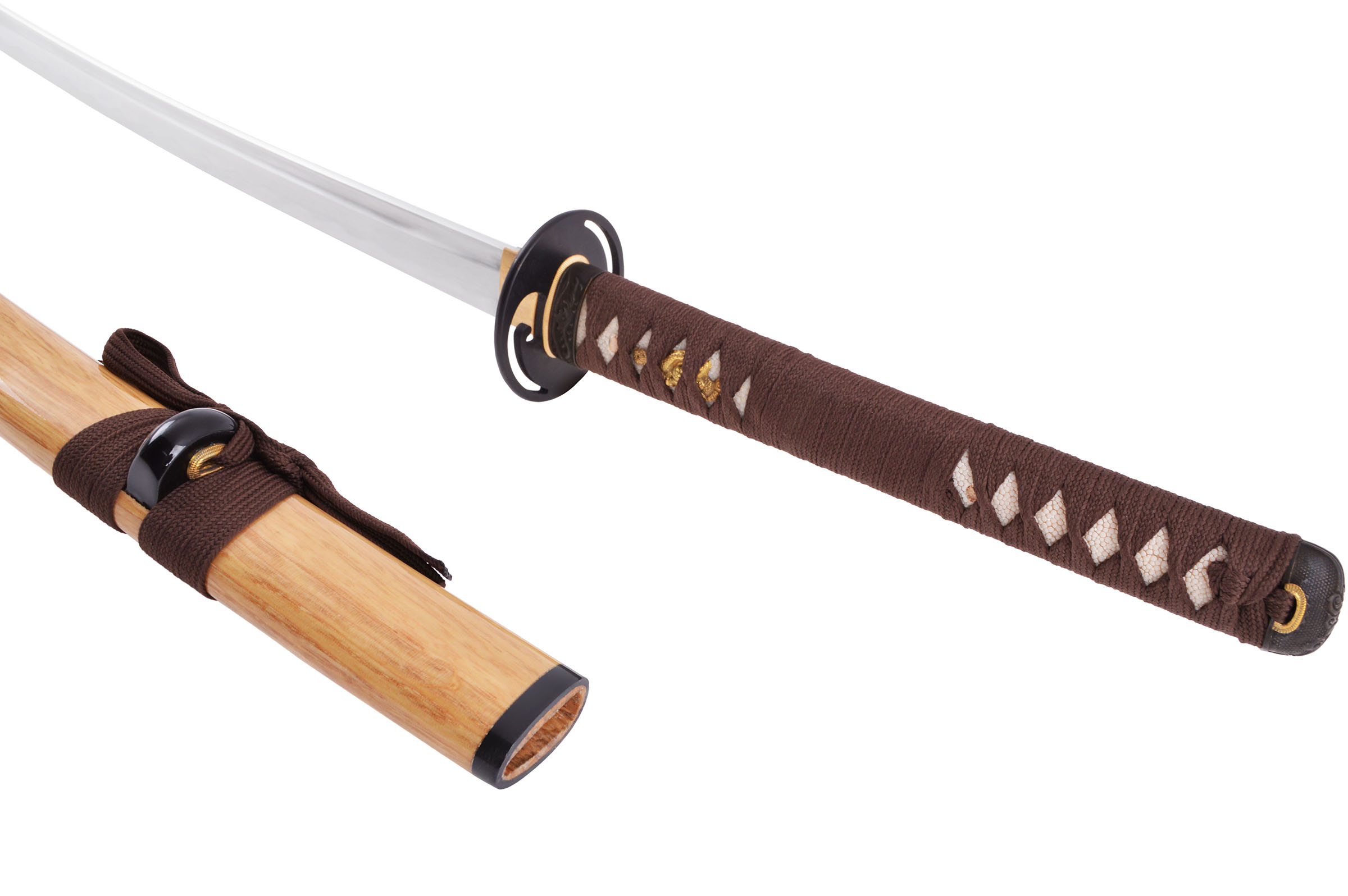 Katana de coupe saya en bois laqué