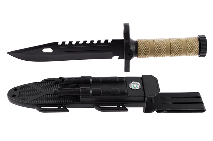 Cuchillo de supervivencia y combate, con accesorios (19 cm)