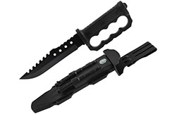 Cuchillo de supervivencia y combate, con mango de nudillos de latón y accesorios (19 cm)