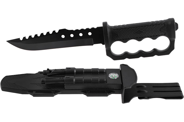 Survival & Combat knife, with brass knuckles handle & accessories (19 cm)