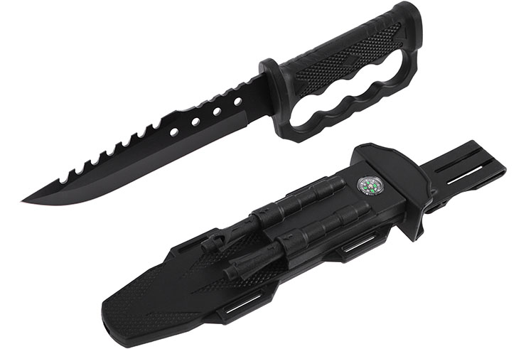 Survival & Combat knife, with brass knuckles handle & accessories (19 cm)