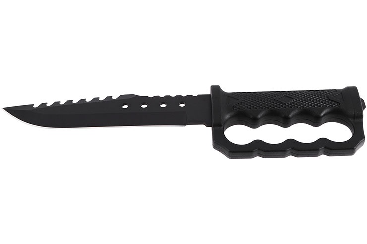 Cuchillo de supervivencia y combate, con mango de nudillos de latón y accesorios (19 cm)