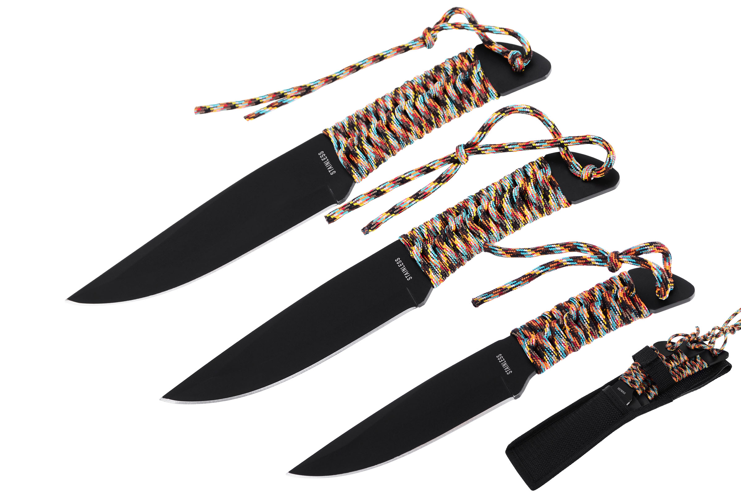 Set 3 Cuchillo Kunai Arrojadizos Ninja Orange Con Funda