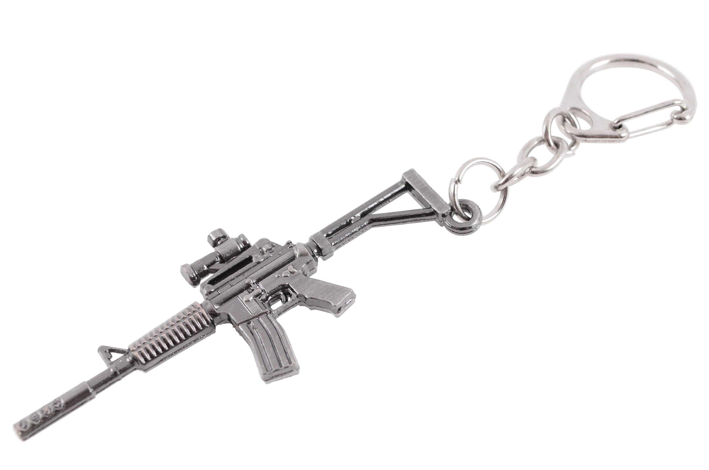 MP5 Keychain Rifle Machine Gun Model Metal Keyring Key Ring Chain Black Barrel 