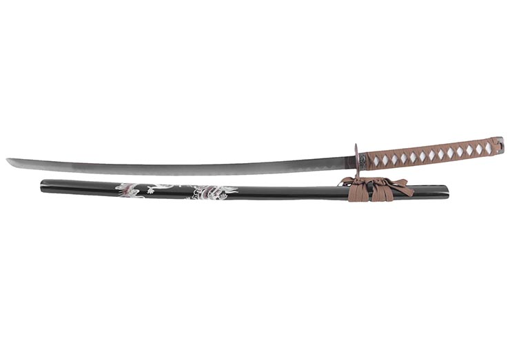 Katana Iaito with Dragon, Black & Brown handle