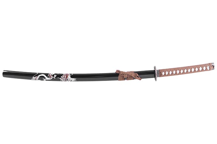 Katana Iaito with Dragon, Black & Brown handle