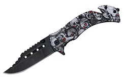 Cuchillo táctico de bolsillo - Calavera, ojos rojos