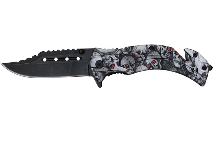 Cuchillo táctico de bolsillo - Calavera, ojos rojos