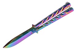 Couteau Papillon, Iridescent V2 - Acier Inoxydable (22 cm)