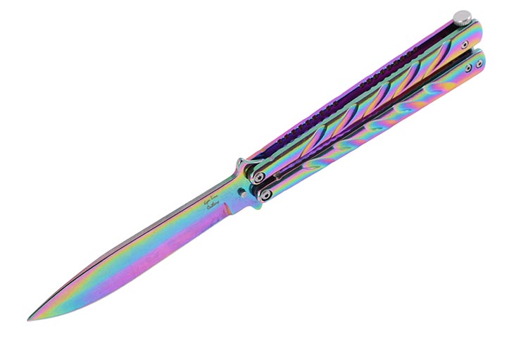 Couteau Papillon, Iridescent V2 - Acier Inoxydable (22 cm)