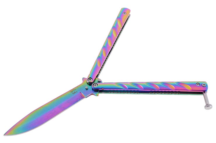 Couteau Papillon, Iridescent V2 - Acier Inoxydable (22 cm)