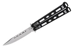 Cuchillo mariposa negro con motivos grises - Acero inoxidable (23cm)