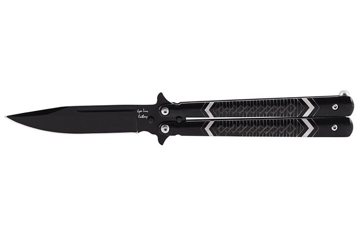 Cuchillo Mariposa, negro con estampados - Acero inoxidable (20cm)