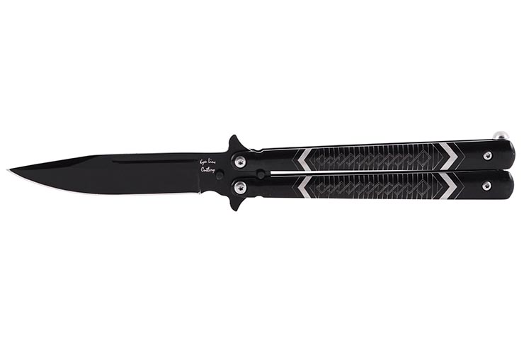 Cuchillo Mariposa, negro con estampados - Acero inoxidable (20cm)