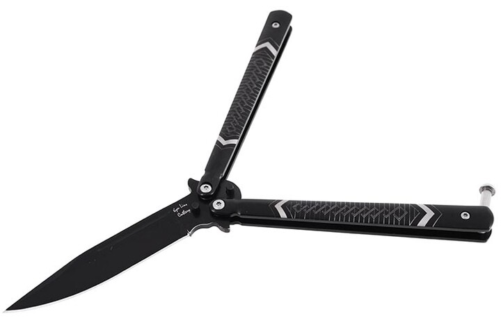 Cuchillo Mariposa, negro con estampados - Acero inoxidable (20cm)