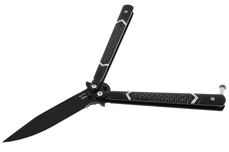 Faca Borboleta, Preto Com motivos - Aço Aço inoxidável (20cm)