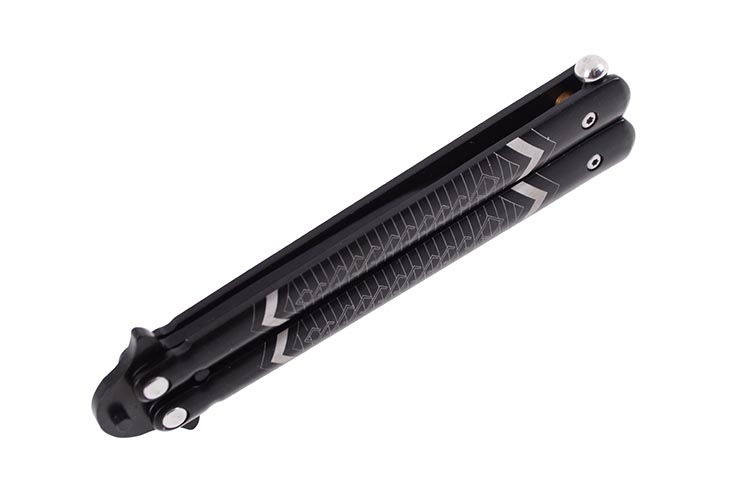 Cuchillo Mariposa, negro con estampados - Acero inoxidable (20cm)