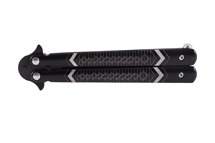 Couteau Papillon, noir avec motifs - Acier inoxydable (20cm)