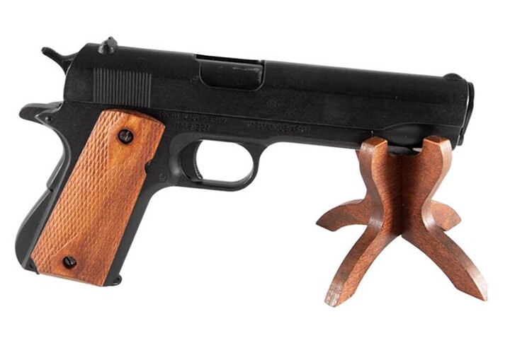 Pistola em Aço, Coronha em Madeira - Réplica M1911