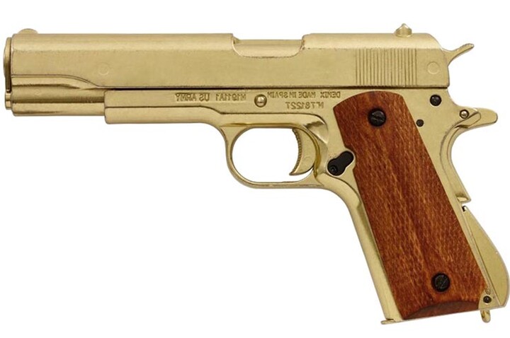 Pistola em Aço, Coronha em Madeira - Réplica M1911